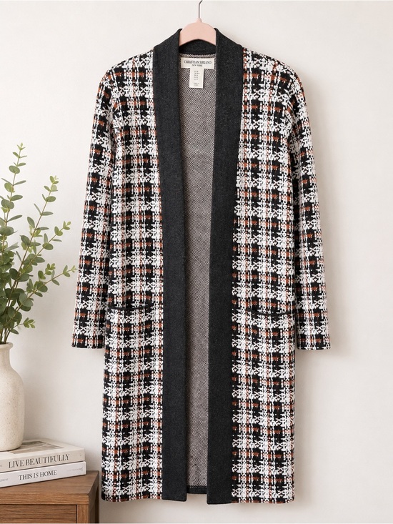 Christian Siriano Sweaters - Christian Siriano New York Plaid Longline Open-Front Cardigan – Size Medium‎